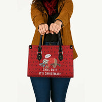Sloth Chill Out Christmas Leather Bag Xmas Holiday Patterns - Wonder Print Shop
