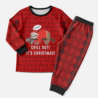 Sloth Chill Out Christmas Pajama Set Xmas Holiday Patterns - Wonder Print Shop