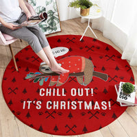 Sloth Chill Out Christmas Round Carpet Xmas Holiday Patterns - Wonder Print Shop