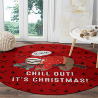 Sloth Chill Out Christmas Round Carpet Xmas Holiday Patterns - Wonder Print Shop