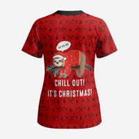 Sloth Chill Out Christmas Scrub Top Xmas Holiday Patterns - Wonder Print Shop