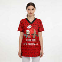 Sloth Chill Out Christmas Scrub Top Xmas Holiday Patterns - Wonder Print Shop