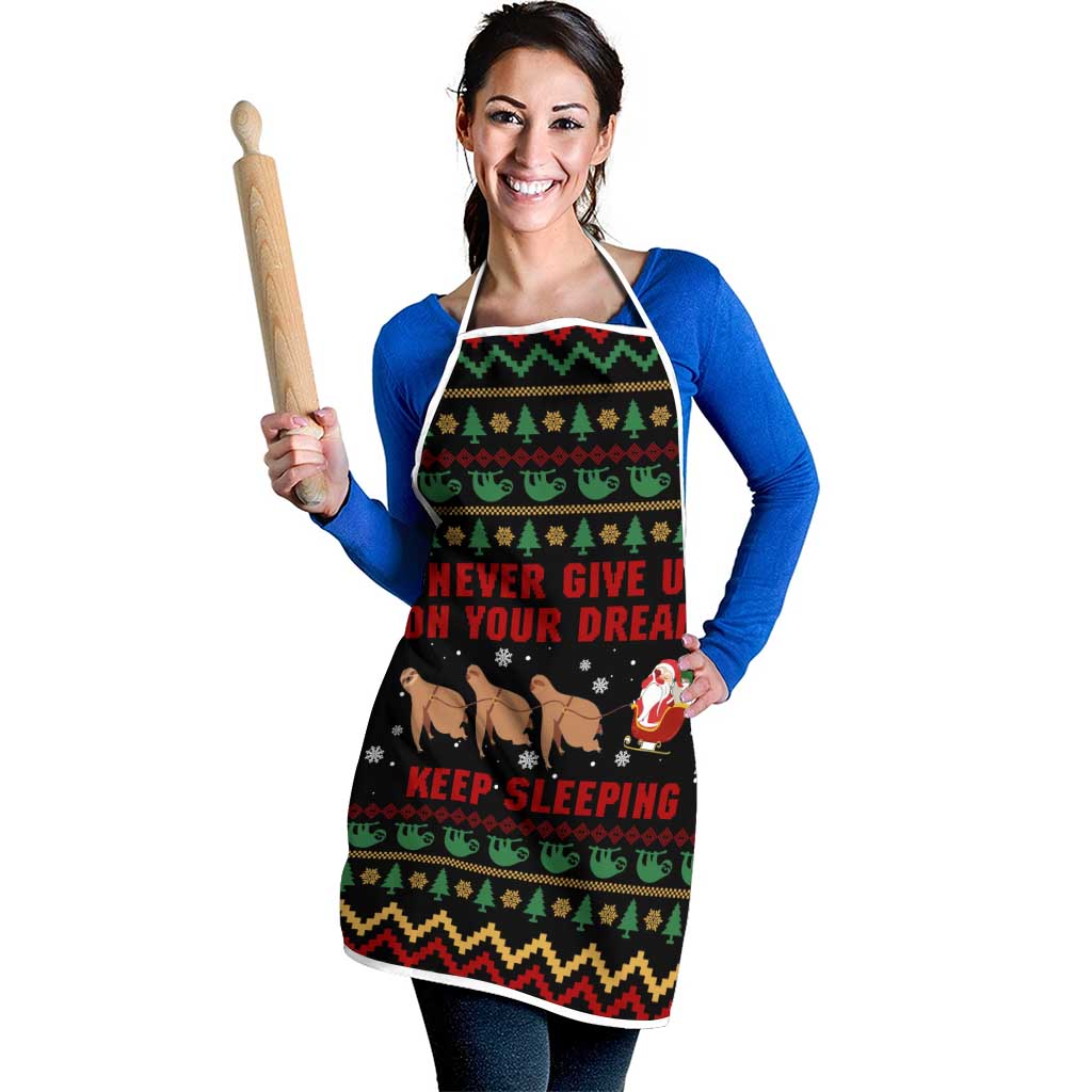 Sloth Keep Sleeping Christmas Apron Xmas Holiday Patterns - Wonder Print Shop
