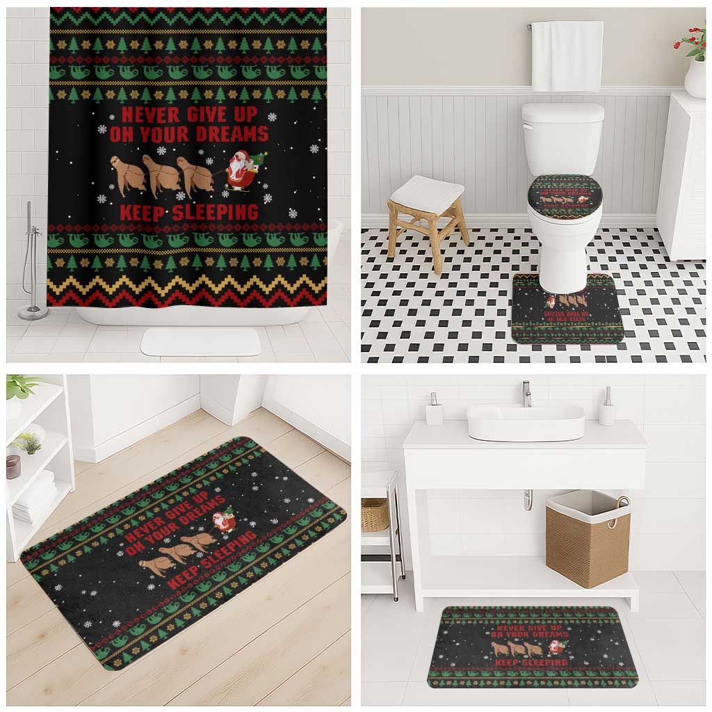 Sloth Keep Sleeping Christmas Bathroom Set Xmas Holiday Patterns - Wonder Print Shop
