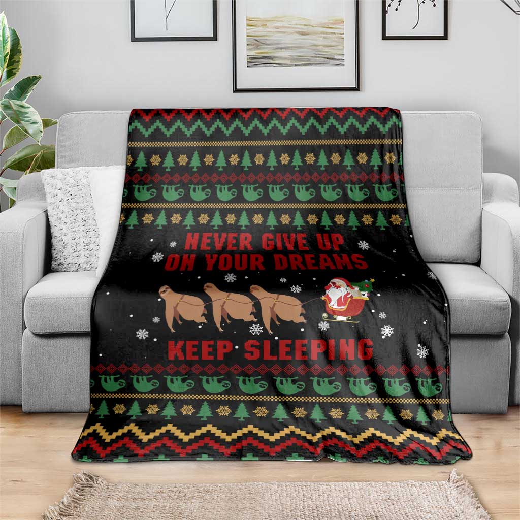 Sloth Keep Sleeping Christmas Blanket Xmas Holiday Patterns - Wonder Print Shop