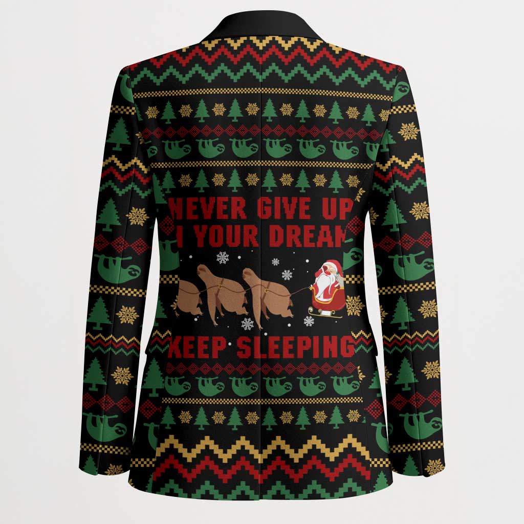 Sloth Keep Sleeping Christmas Blazer Xmas Holiday Patterns - Wonder Print Shop
