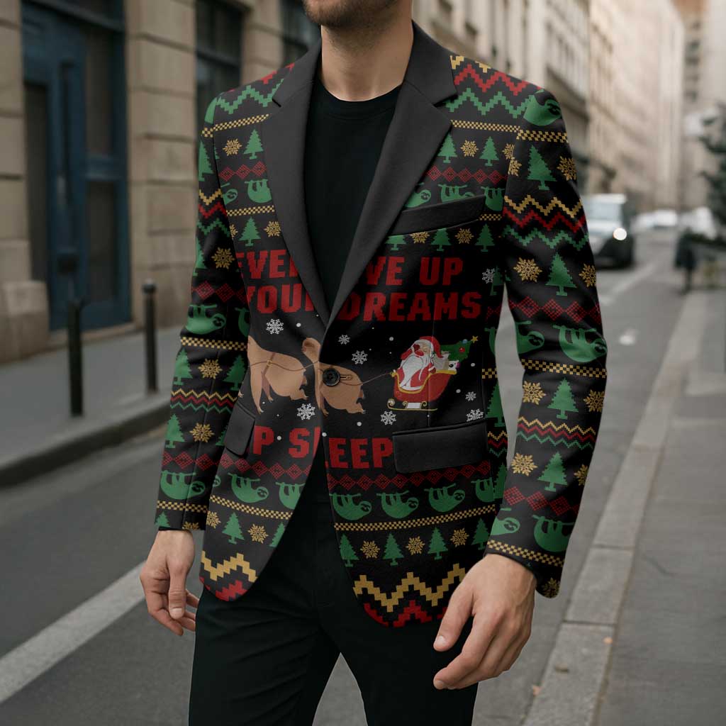 Sloth Keep Sleeping Christmas Blazer Xmas Holiday Patterns - Wonder Print Shop