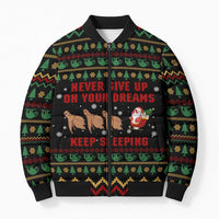 Sloth Keep Sleeping Christmas Bomber Puffer Jacket Xmas Holiday Patterns - Wonder Print Shop
