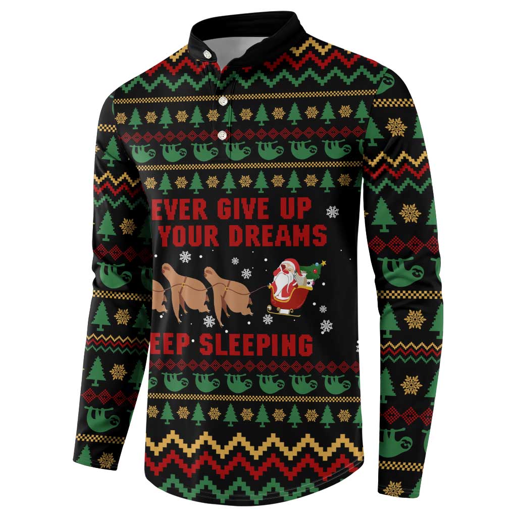 Sloth Keep Sleeping Christmas Button Sweatshirt Xmas Holiday Patterns - Wonder Print Shop