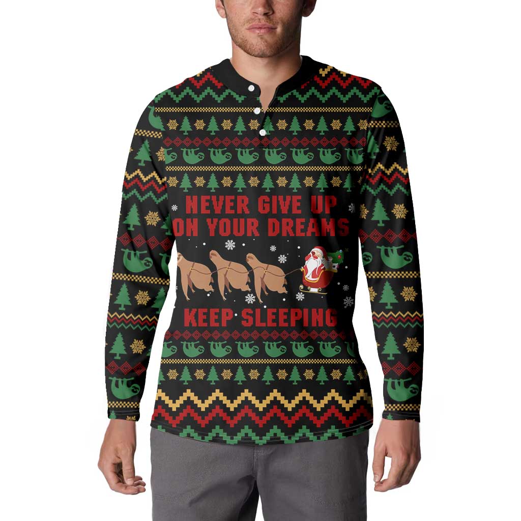Sloth Keep Sleeping Christmas Button Sweatshirt Xmas Holiday Patterns - Wonder Print Shop