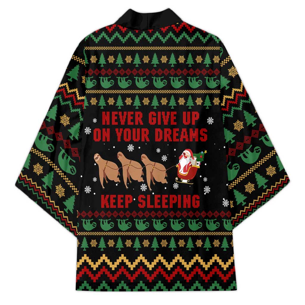 Sloth Keep Sleeping Christmas Kimono Xmas Holiday Patterns - Wonder Print Shop