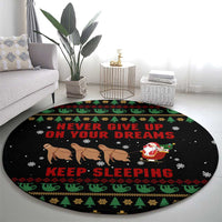 Sloth Keep Sleeping Christmas Round Carpet Xmas Holiday Patterns - Wonder Print Shop