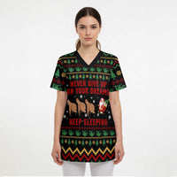 Sloth Keep Sleeping Christmas Scrub Top Xmas Holiday Patterns - Wonder Print Shop