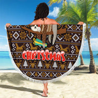 Sloth Wake Me Up Christmas Beach Blanket Xmas Holiday Patterns - Wonder Print Shop