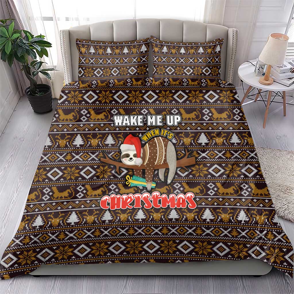 Sloth Wake Me Up Christmas Bedding Set Xmas Holiday Patterns - Wonder Print Shop