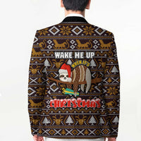 Sloth Wake Me Up Christmas Blazer Xmas Holiday Patterns - Wonder Print Shop