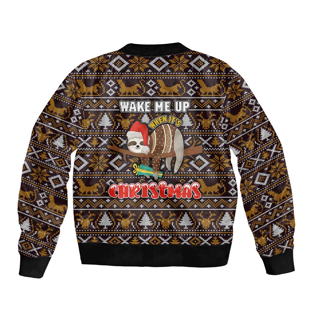 Sloth Wake Me Up Christmas Bomber Jacket Xmas Holiday Patterns - Wonder Print Shop