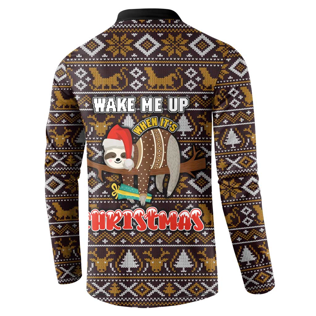 Sloth Wake Me Up Christmas Button Sweatshirt Xmas Holiday Patterns - Wonder Print Shop