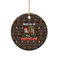 Sloth Wake Me Up Christmas Ceramic Ornament Xmas Holiday Patterns - Wonder Print Shop