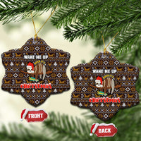 Sloth Wake Me Up Christmas Ceramic Ornament Xmas Holiday Patterns - Wonder Print Shop