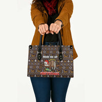 Sloth Wake Me Up Christmas Leather Bag Xmas Holiday Patterns - Wonder Print Shop