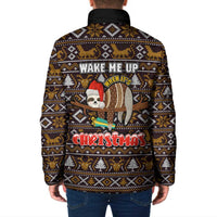 Sloth Wake Me Up Christmas Padded Jacket Xmas Holiday Patterns - Wonder Print Shop