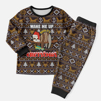 Sloth Wake Me Up Christmas Pajama Set Xmas Holiday Patterns - Wonder Print Shop