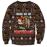 Sloth Wake Me Up Christmas Sweatshirt Xmas Holiday Patterns - Wonder Print Shop