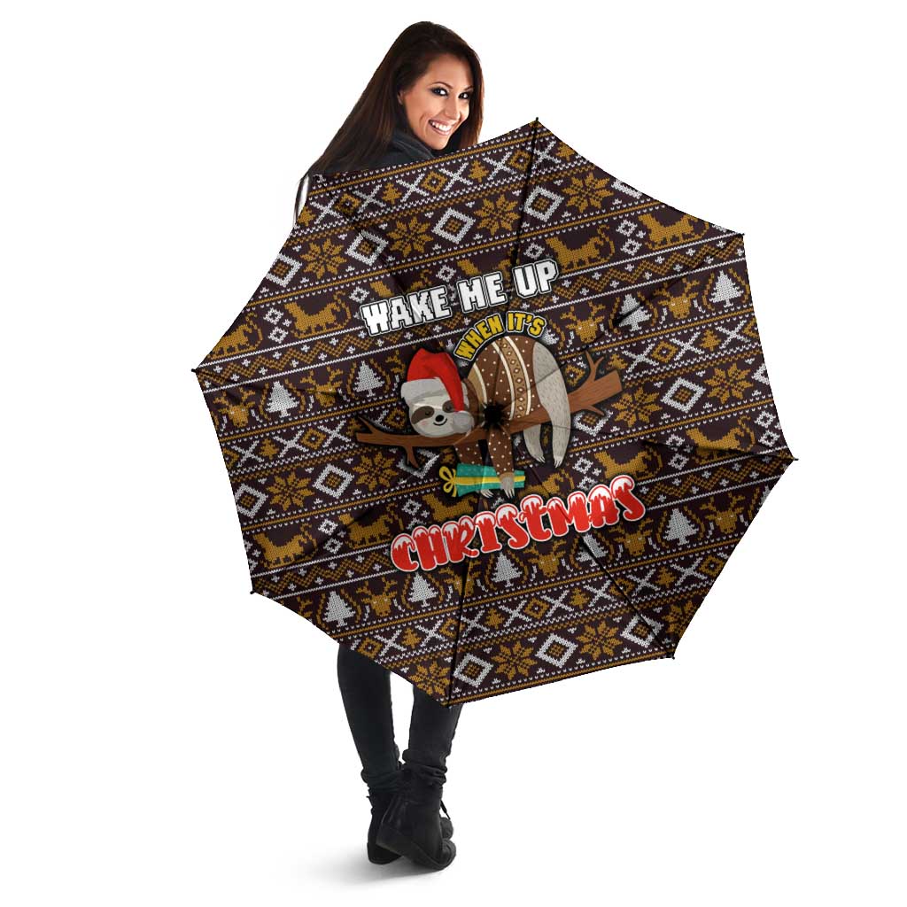 Sloth Wake Me Up Christmas Umbrella Xmas Holiday Patterns - Wonder Print Shop