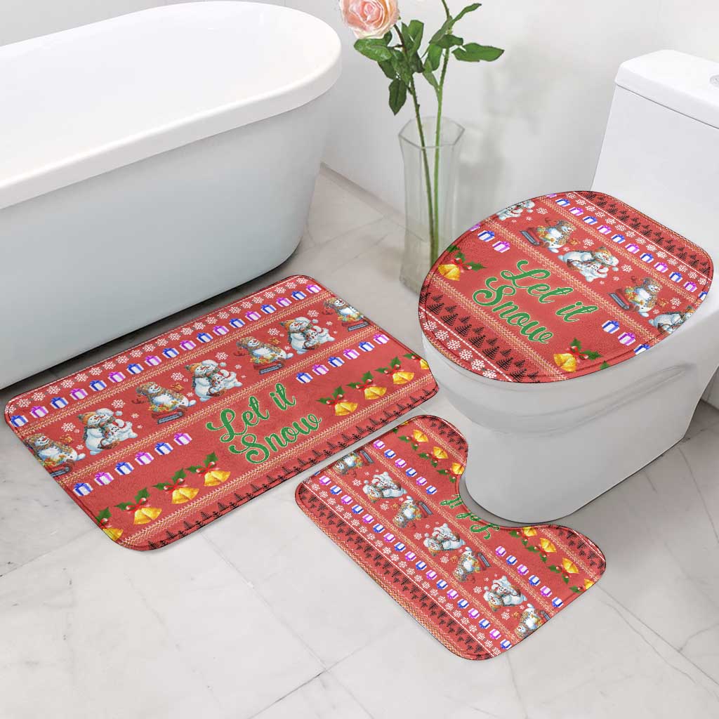 Snowman Let It Snow Christmas Bathroom Set Xmas Holiday Patterns - Wonder Print Shop