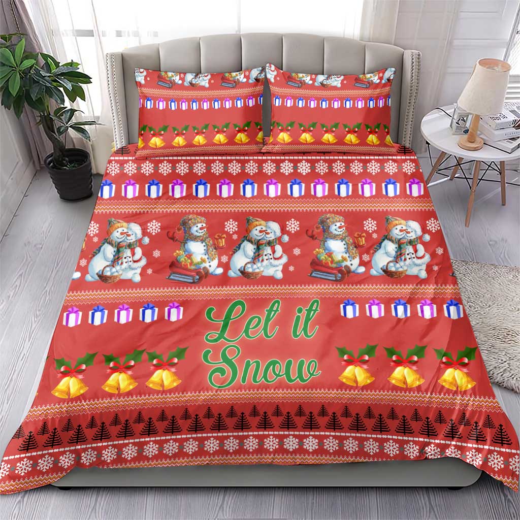 Snowman Let It Snow Christmas Bedding Set Xmas Holiday Patterns - Wonder Print Shop