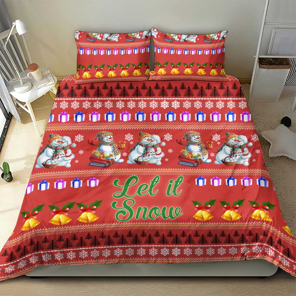 Snowman Let It Snow Christmas Bedding Set Xmas Holiday Patterns - Wonder Print Shop
