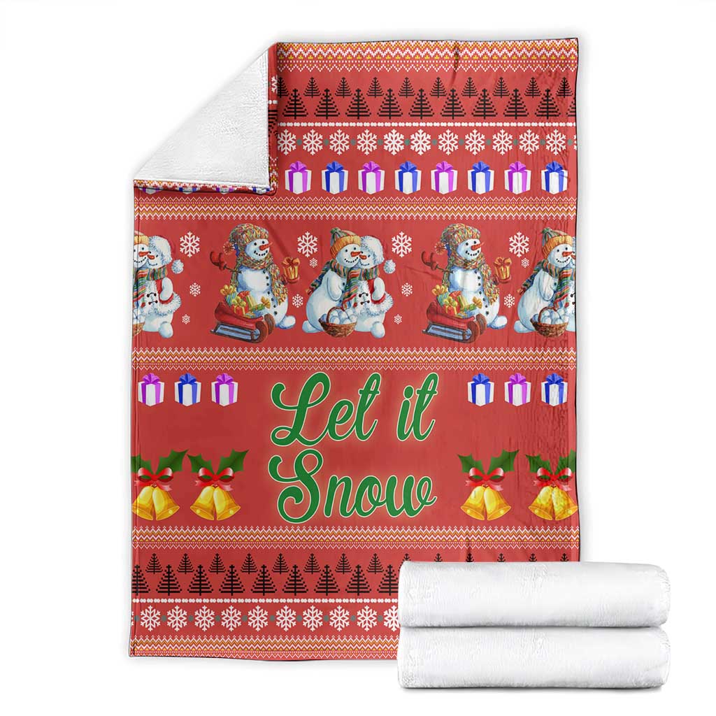 Snowman Let It Snow Christmas Blanket Xmas Holiday Patterns - Wonder Print Shop
