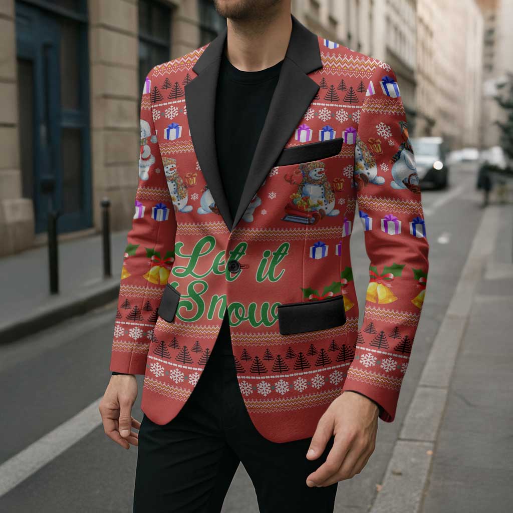 Snowman Let It Snow Christmas Blazer Xmas Holiday Patterns - Wonder Print Shop