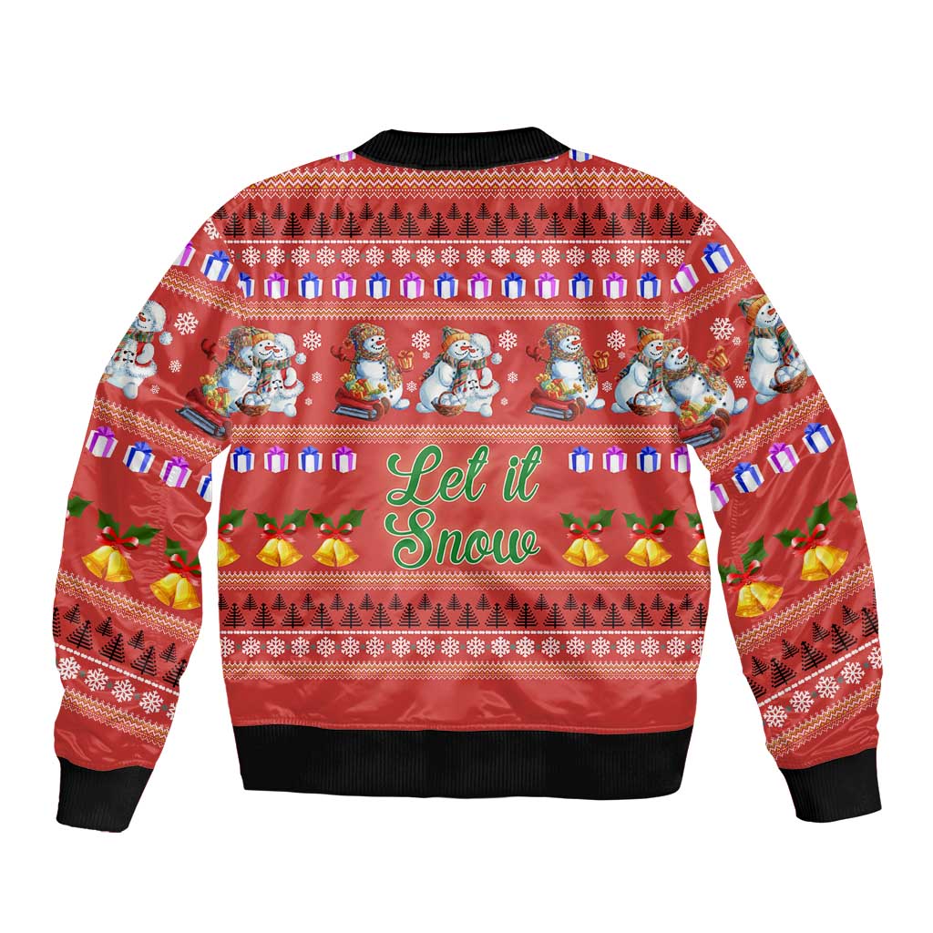 Snowman Let It Snow Christmas Bomber Jacket Xmas Holiday Patterns - Wonder Print Shop