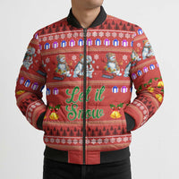Snowman Let It Snow Christmas Bomber Puffer Jacket Xmas Holiday Patterns - Wonder Print Shop