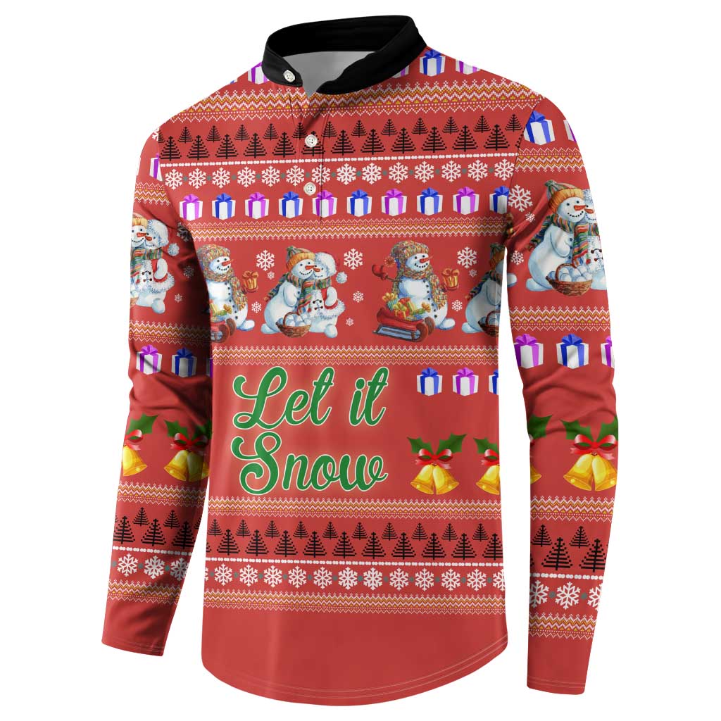 Snowman Let It Snow Christmas Button Sweatshirt Xmas Holiday Patterns - Wonder Print Shop