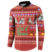 Snowman Let It Snow Christmas Button Sweatshirt Xmas Holiday Patterns - Wonder Print Shop