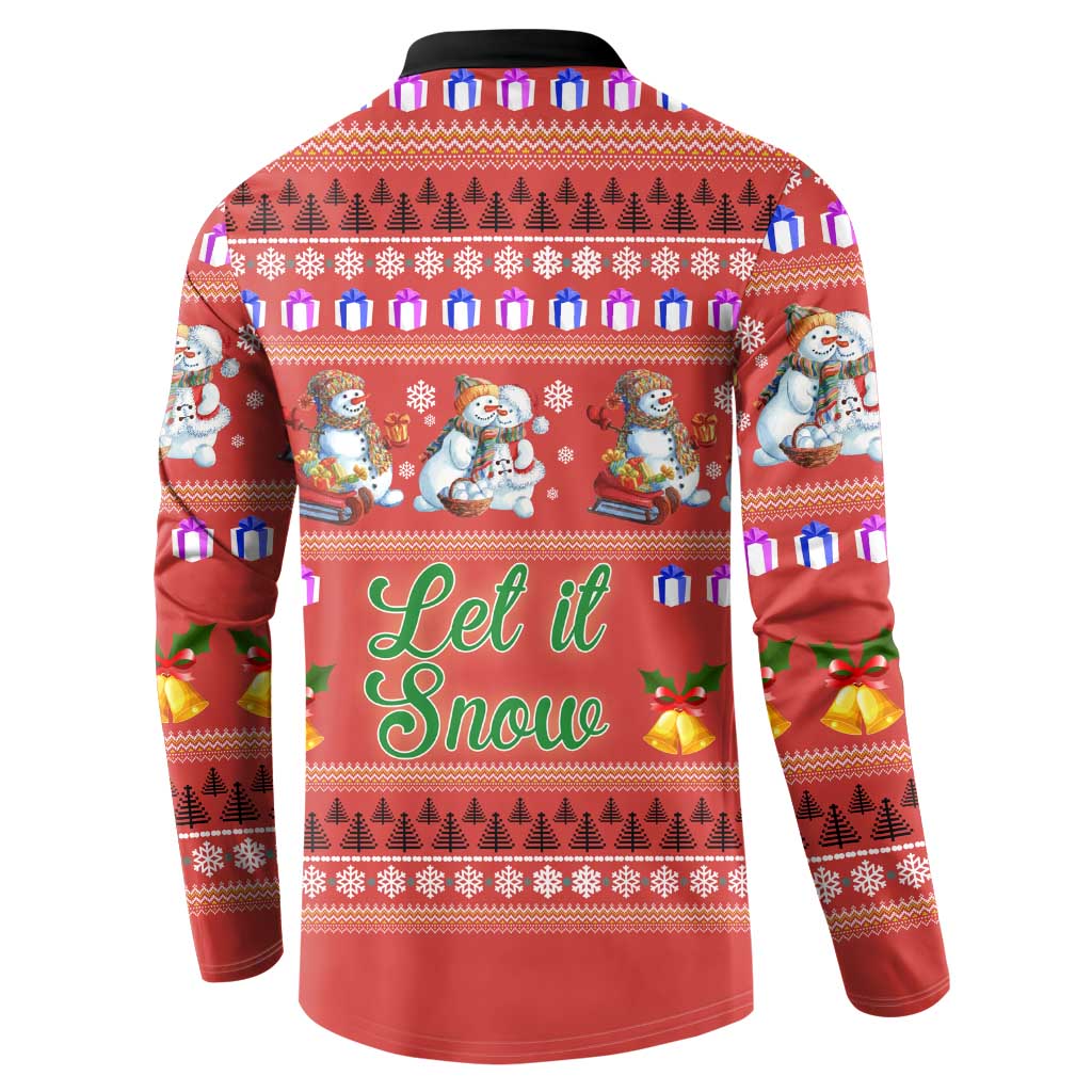 Snowman Let It Snow Christmas Button Sweatshirt Xmas Holiday Patterns - Wonder Print Shop