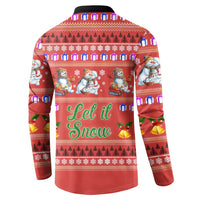 Snowman Let It Snow Christmas Button Sweatshirt Xmas Holiday Patterns - Wonder Print Shop