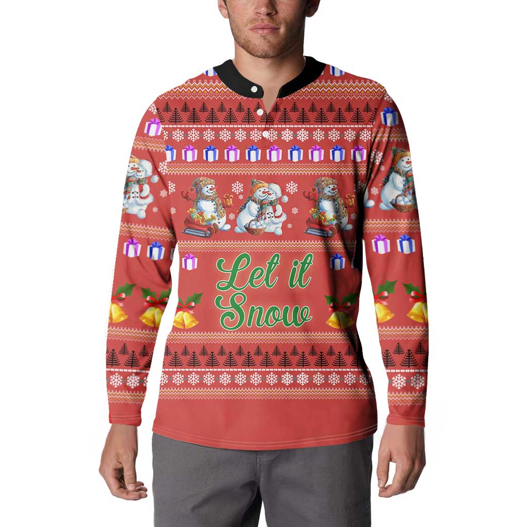 Snowman Let It Snow Christmas Button Sweatshirt Xmas Holiday Patterns - Wonder Print Shop