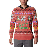 Snowman Let It Snow Christmas Button Sweatshirt Xmas Holiday Patterns - Wonder Print Shop
