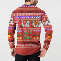 Snowman Let It Snow Christmas Button Sweatshirt Xmas Holiday Patterns - Wonder Print Shop