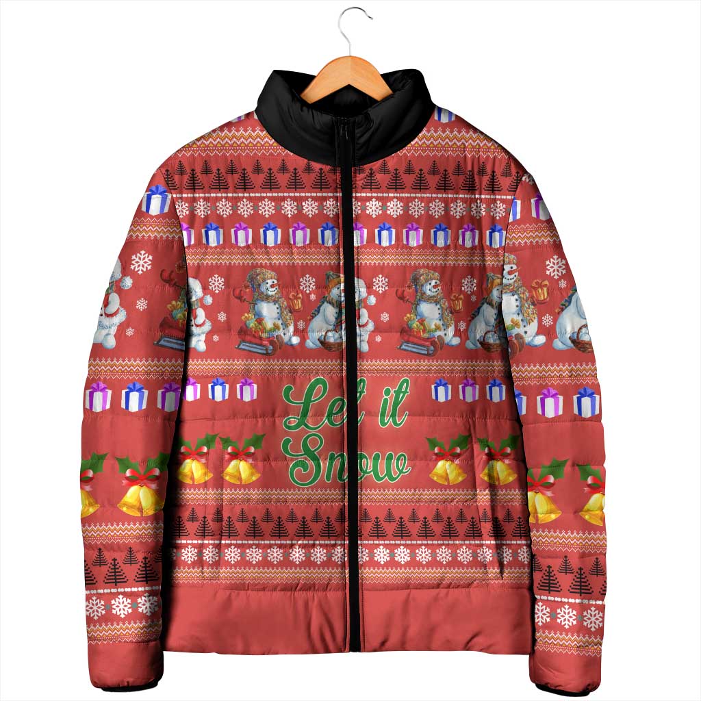 Snowman Let It Snow Christmas Padded Jacket Xmas Holiday Patterns - Wonder Print Shop