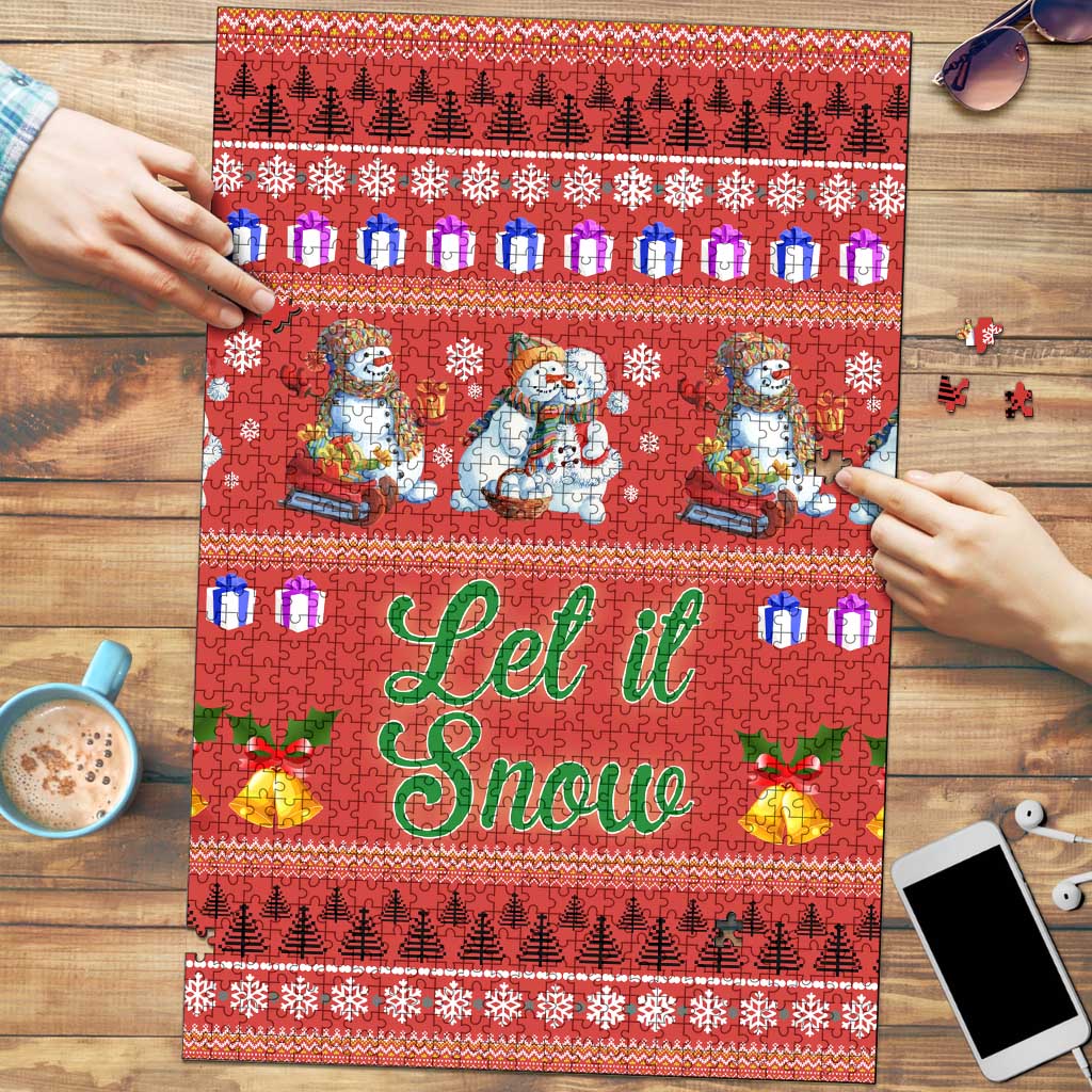 Snowman Let It Snow Christmas Puzzle Xmas Holiday Patterns - Wonder Print Shop