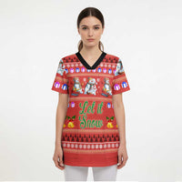 Snowman Let It Snow Christmas Scrub Top Xmas Holiday Patterns - Wonder Print Shop