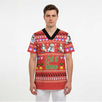 Snowman Let It Snow Christmas Scrub Top Xmas Holiday Patterns - Wonder Print Shop