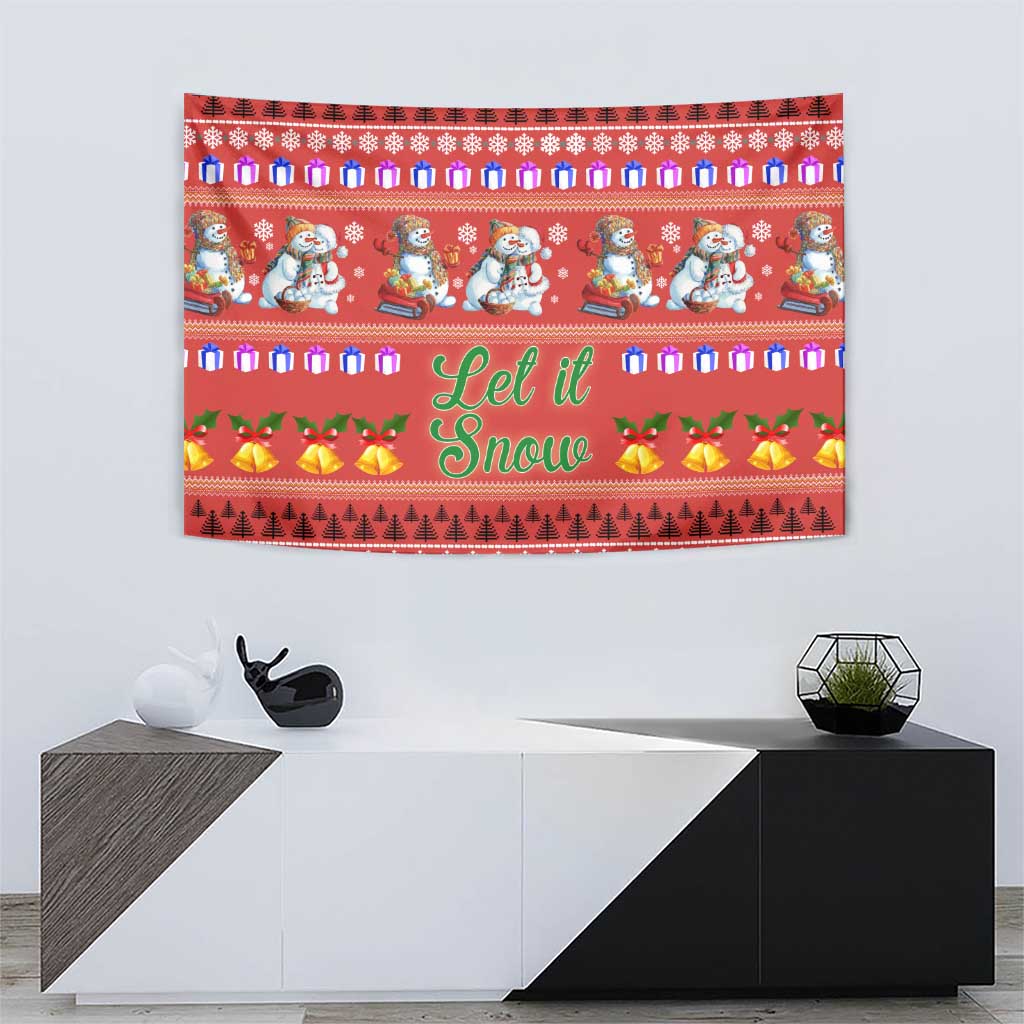 Snowman Let It Snow Christmas Tapestry Xmas Holiday Patterns - Wonder Print Shop