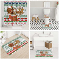 Iran Christmas Bathroom Set with Santa Sleigh Reindeer Map and Green Red Snowflake Pattern - Wonder Print Shop