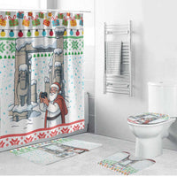 Iran Christmas Bathroom Set with Santa Taking Photos Ancient Columns and Snowflake Gift Pattern - Wonder Print Shop